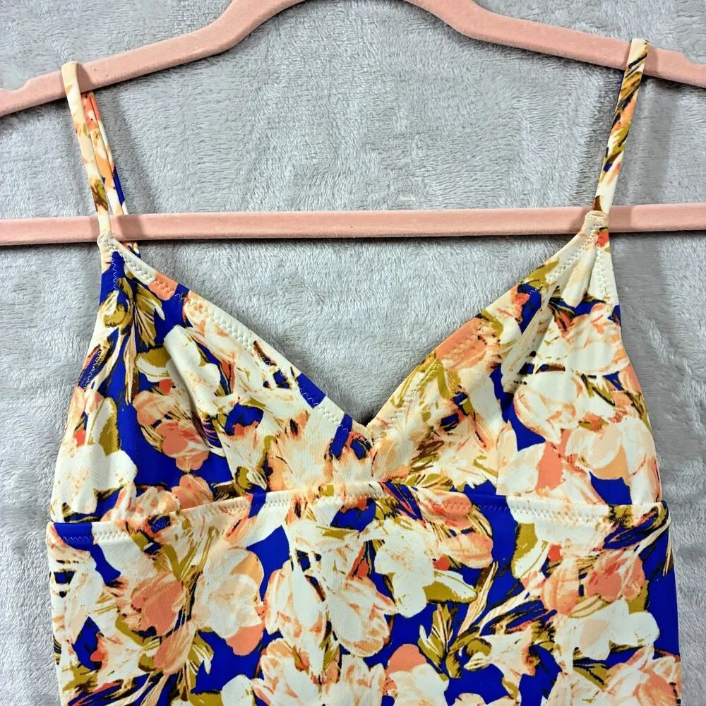 J Crew Swim One Piece S Plunge Ballet V Neck Rare Print Resort 2014 Made in USA